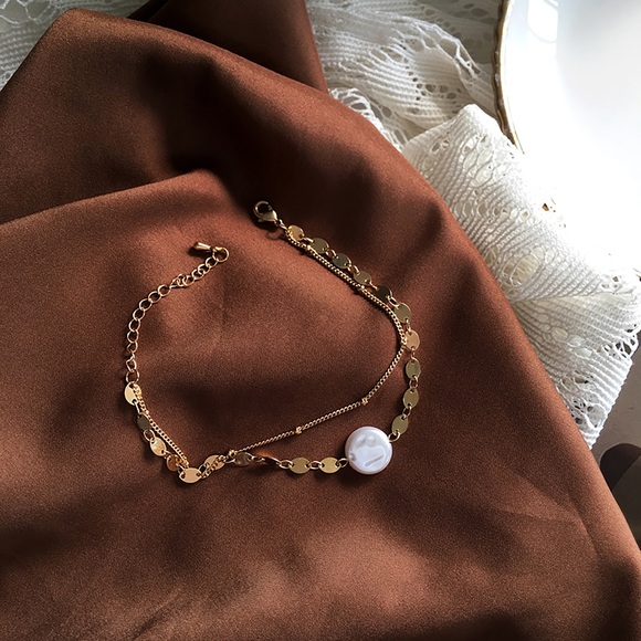 Simple Creative Double chain pearl bracelet, Gold Chain Minimalist-Dainty - Picture 5 of 7